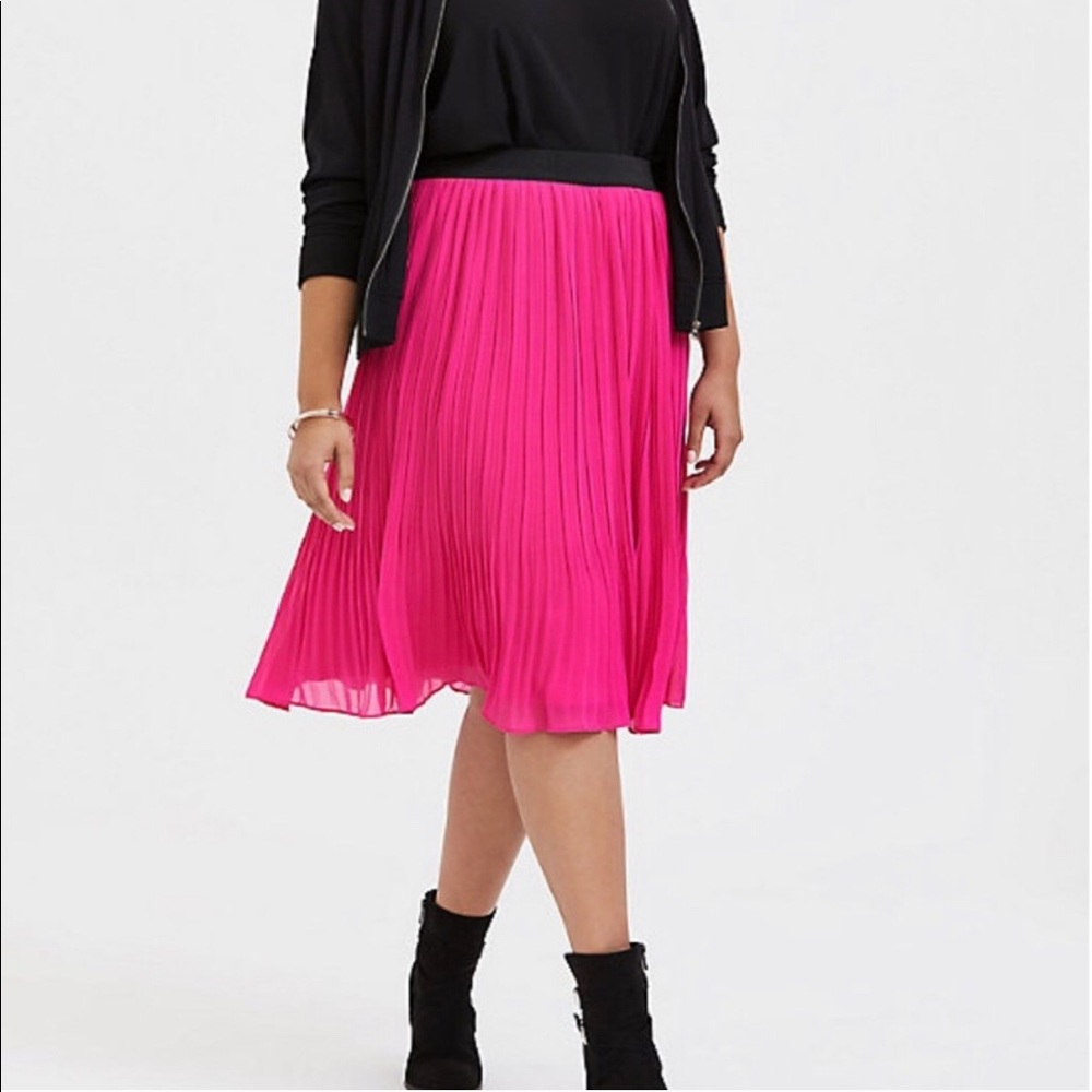 Torrid Hot Pink Pleated Midi Skirt